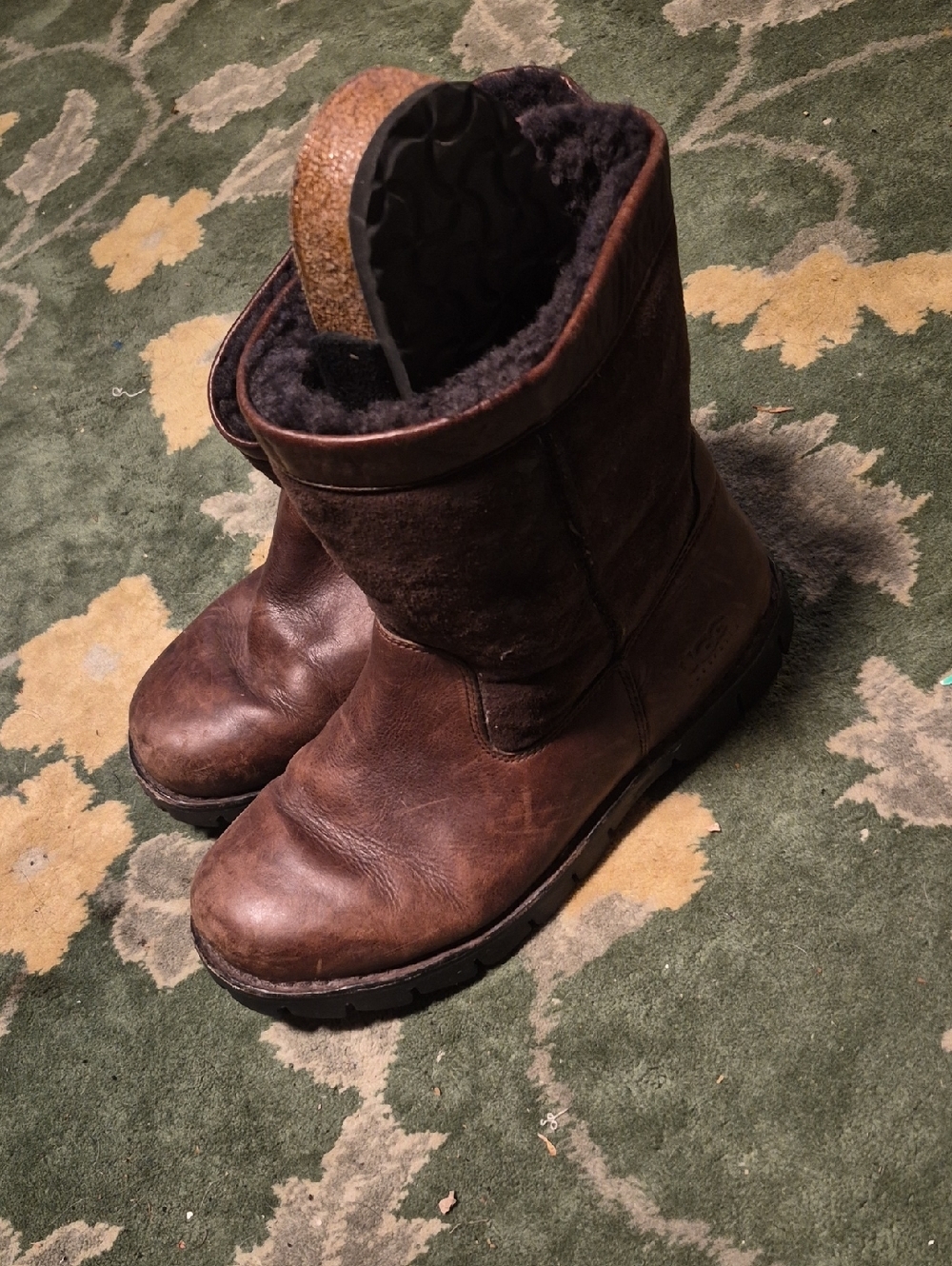UGG Brown Leather Shearling-Lined Men's Boots